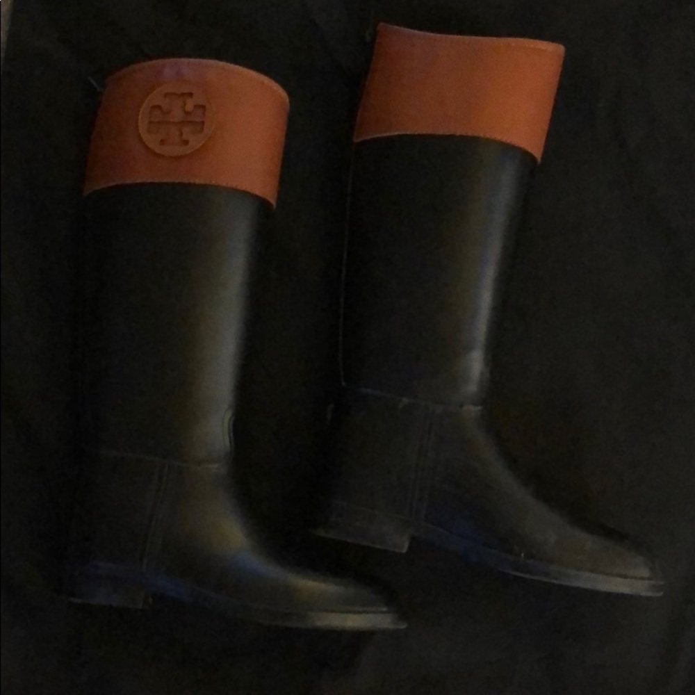 Tory Burch rain boots brown/black size 7 - Picture 2 of 8
